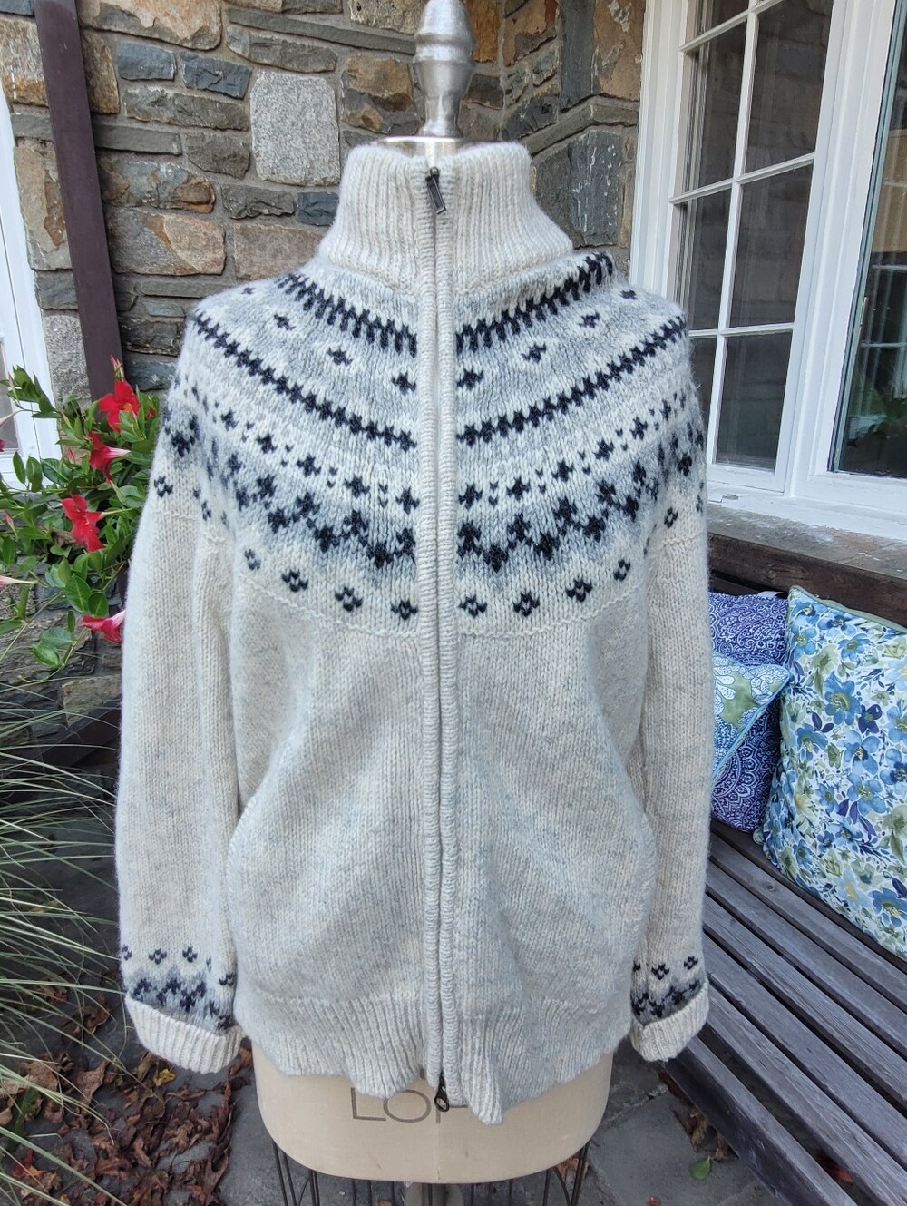 L.L.Bean Wool Fairisle Cardigan Sweater